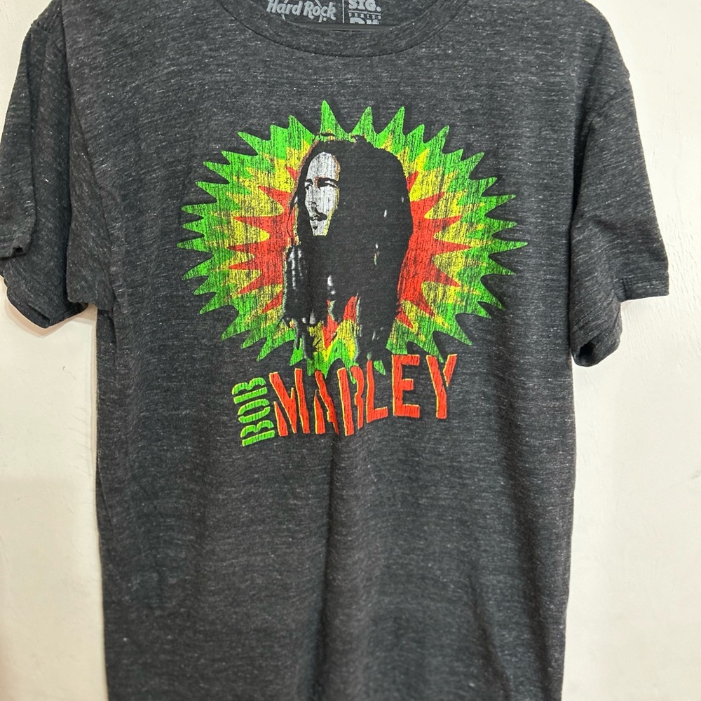 Hard Rock Bob Marley Tee - Charcoal Y2K Size Medium Mens